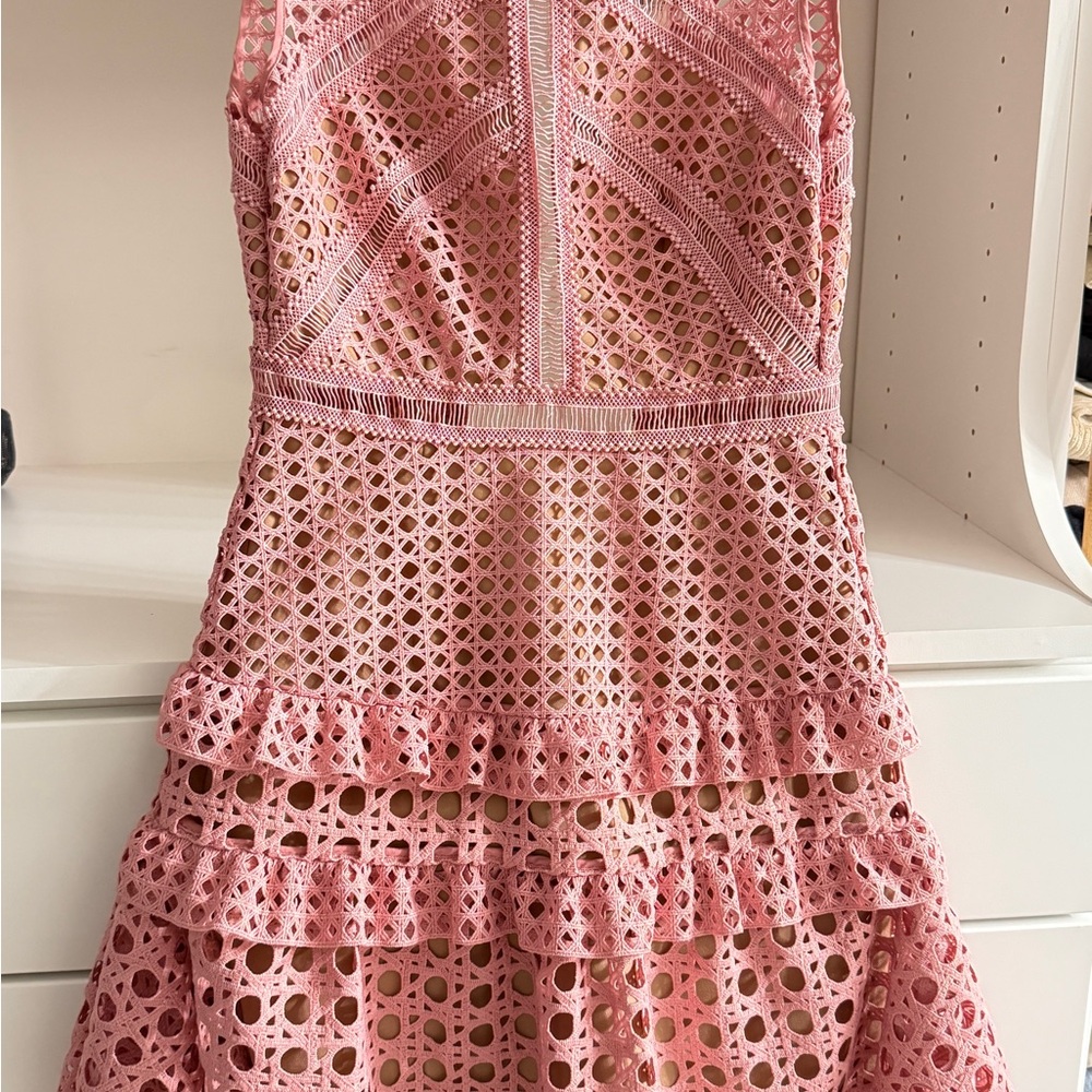 Self-Portrait Pink Strapless Sheath Midi Dress